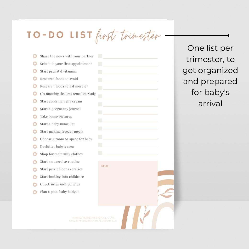 Printable Baby Checklists for Pregnant Moms by Birchmark Designs