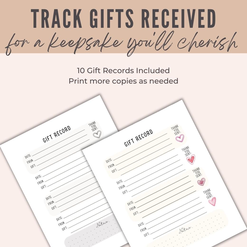 Baby Shower Gift Tracker by Birchmark Designs