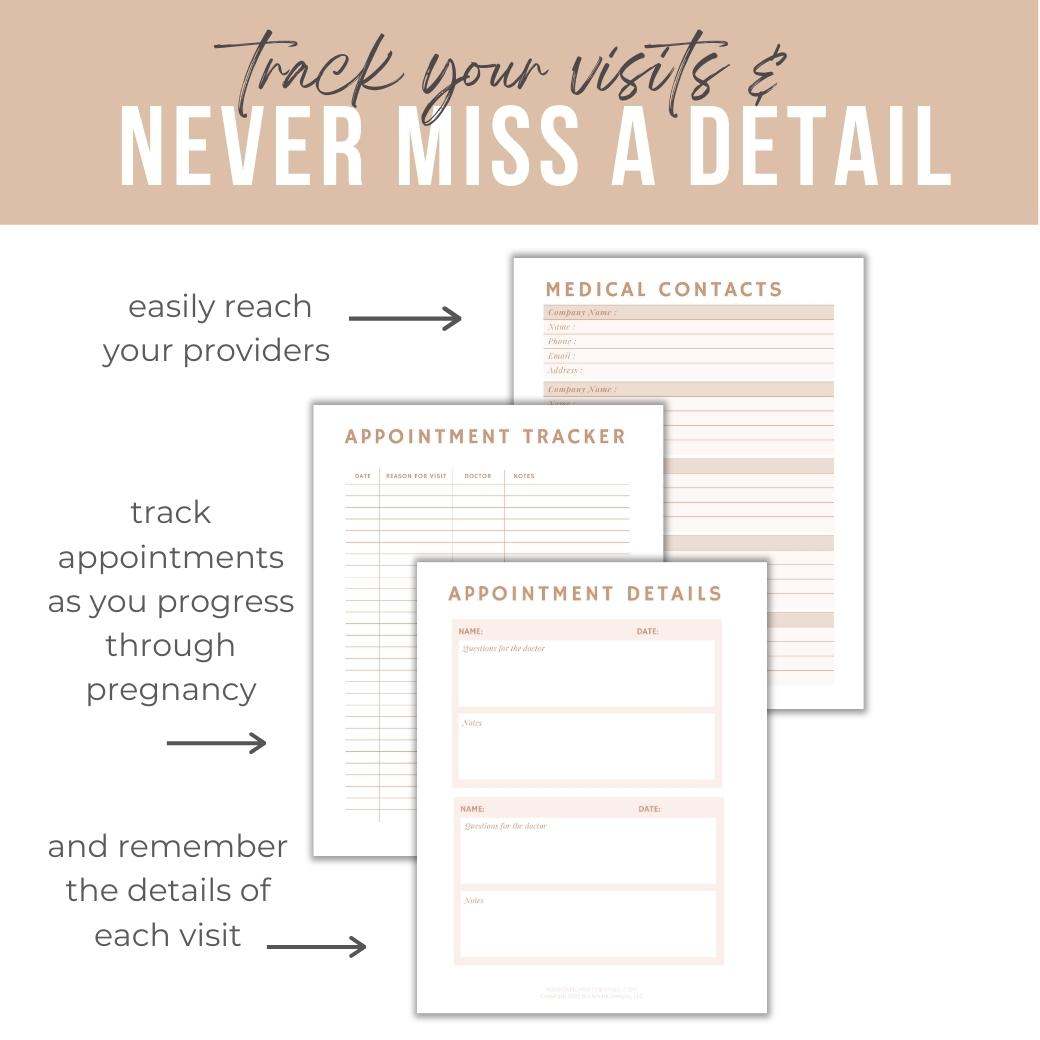 Medical Information Planner for Pregnant Moms by Birchmark Designs