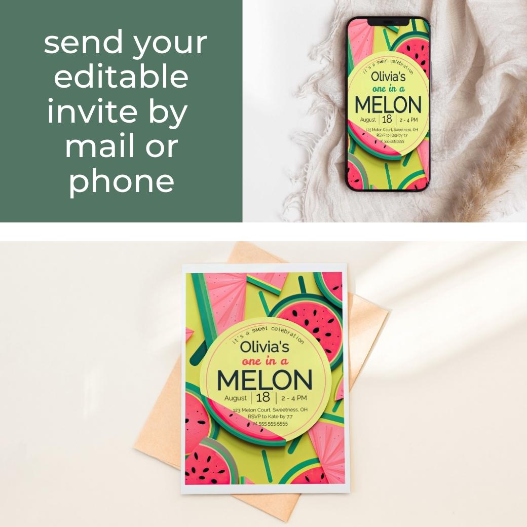 Tutti Fruiti Melon First Birthday Invite by Birchmark Designs