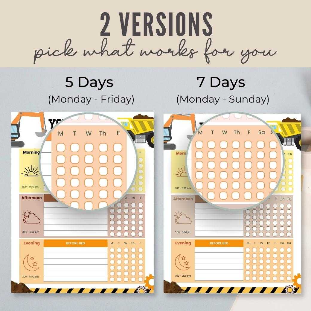 Construction Editable Daily Routine Checklist by Birchmark Designs