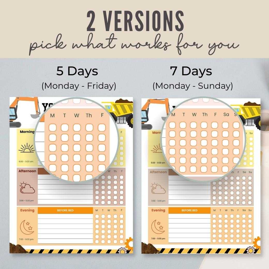 Construction Editable Daily Routine Checklist - Birchmark Designs