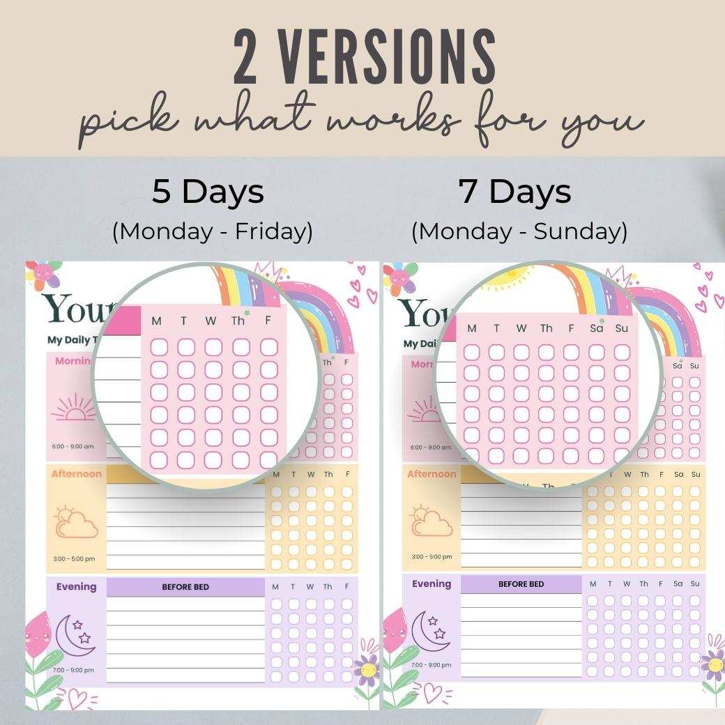 Rainbow Editable Daily Routine Checklist by Birchmark Designs