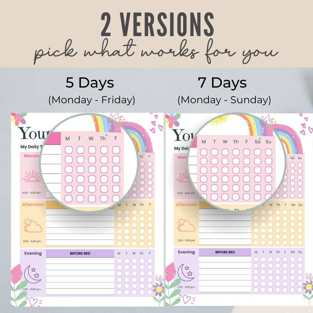 Our Daily Routine Rainbow Rainbow Editable Daily Routine Checklist - Birchmark Designs