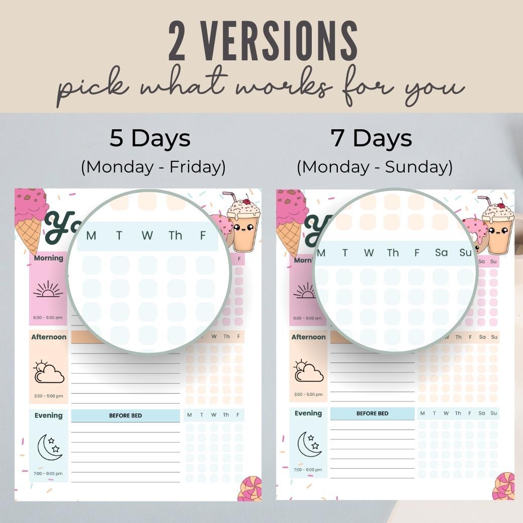 Sweet Tooth Editable Daily Routine Checklist by Birchmark Designs