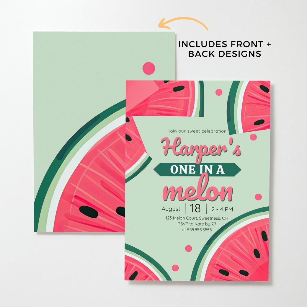 Watermelon First Birthday Invite by Birchmark Designs