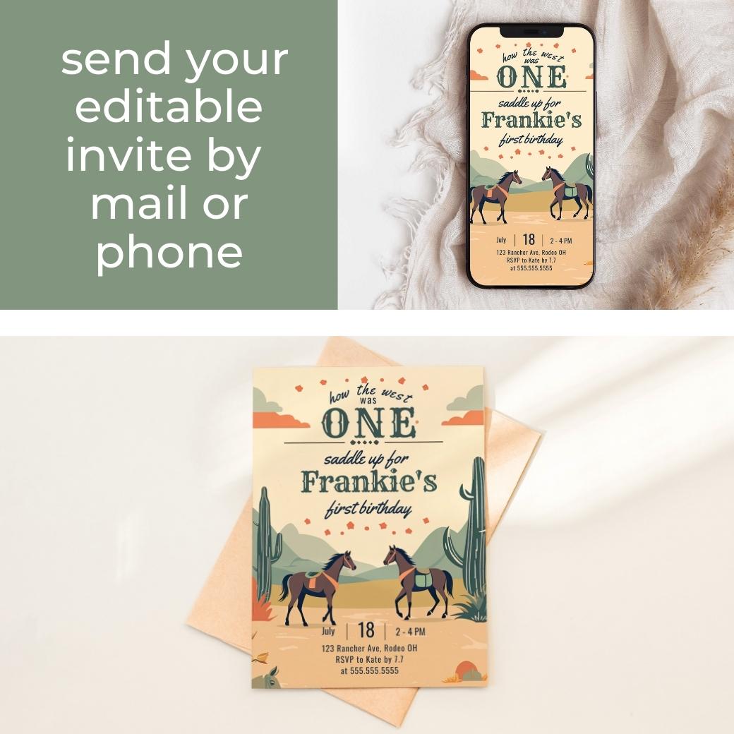 Western Cowboy First Birthday Invite by Birchmark Designs