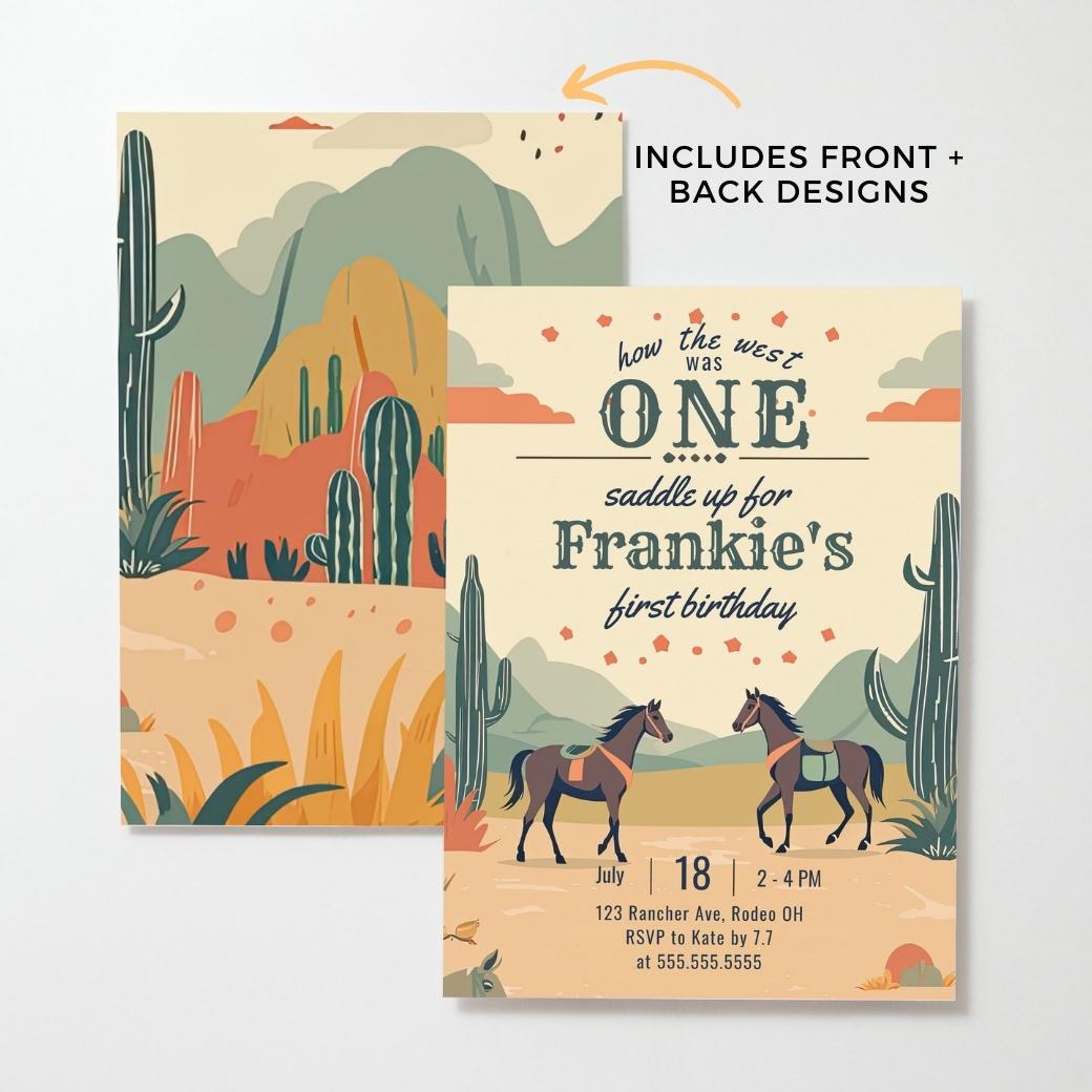 Western Cowboy First Birthday Invite by Birchmark Designs