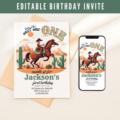 Wild West First Birthday Invite by Birchmark Designs