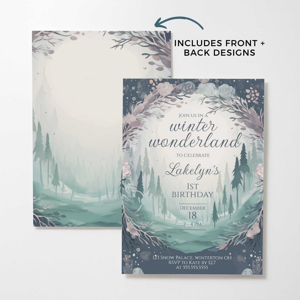 Winter Onderland First Birthday Invite by Birchmark Designs