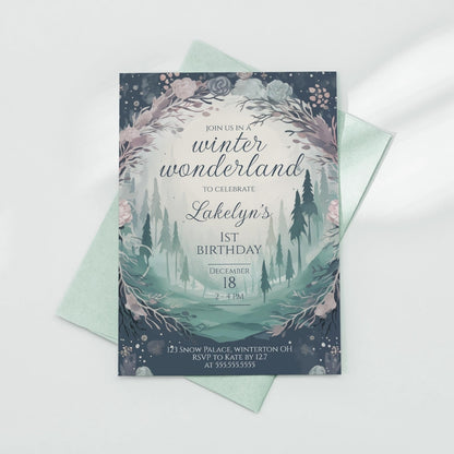 Winter Onderland First Birthday Invite by Birchmark Designs