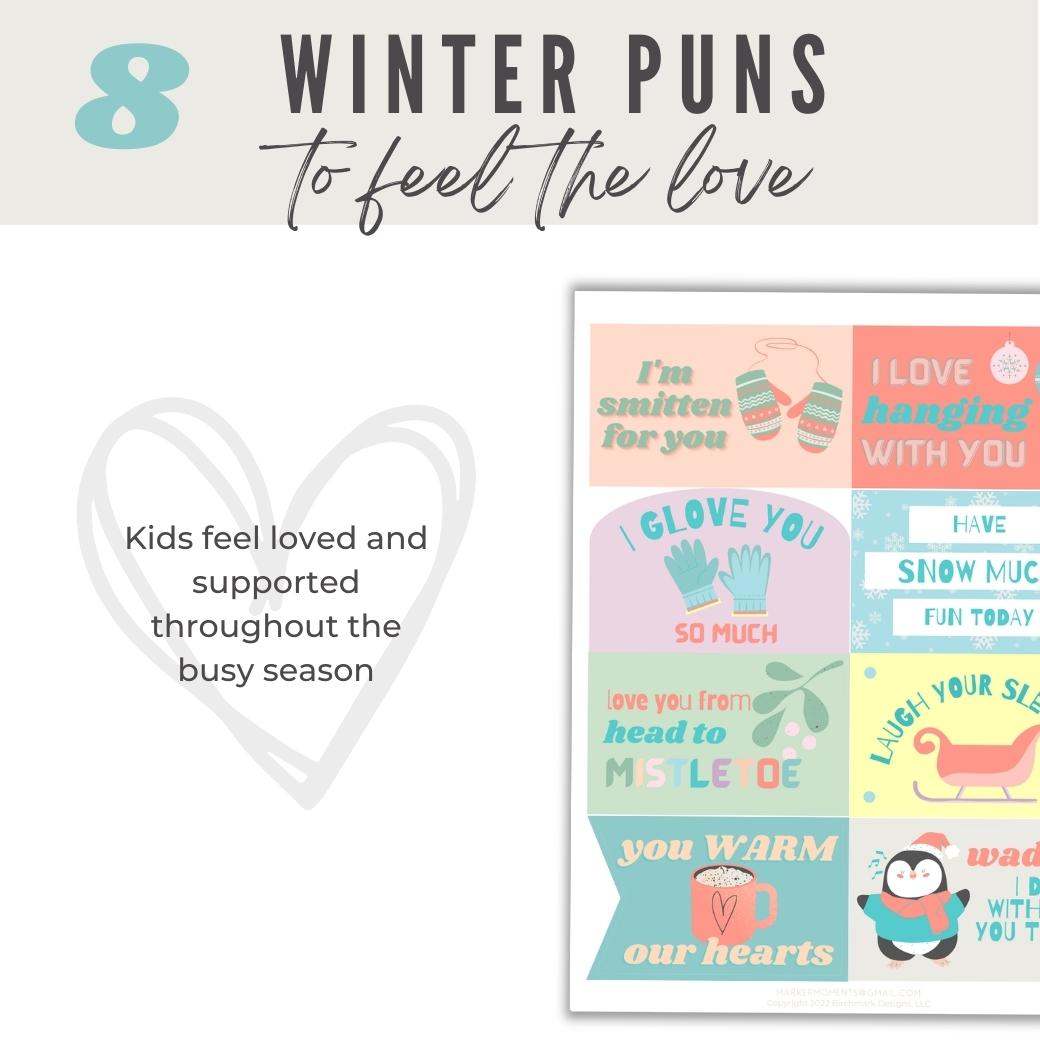 Winter Printable Lunchbox Notes by Birchmark Designs