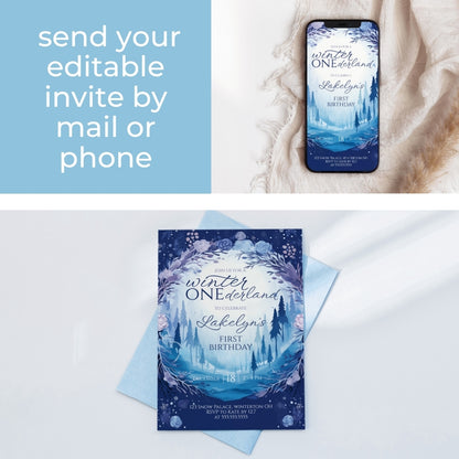 Winter Wonderland First Birthday Invite by Birchmark Designs