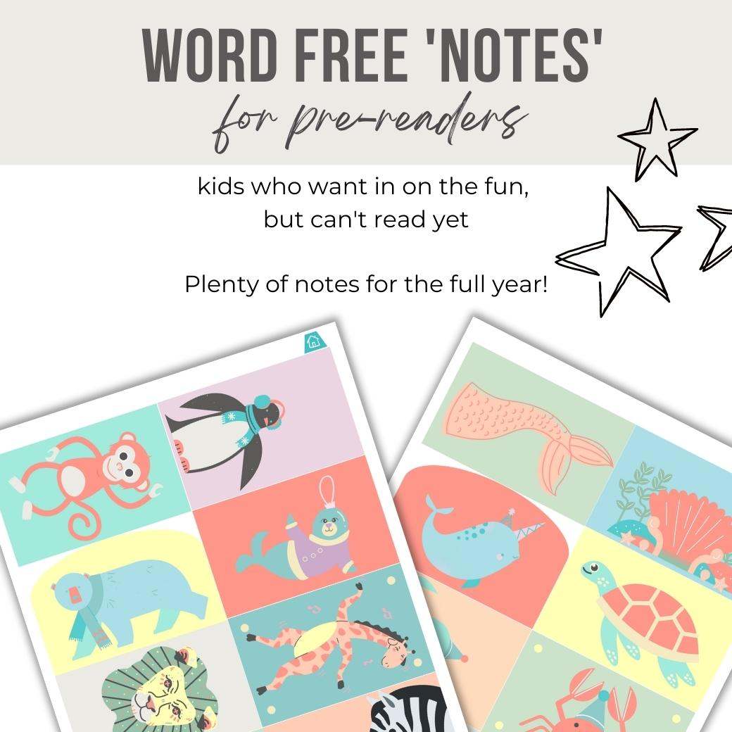 Printable Lunchbox Notes for Pre-Readers by Birchmark Designs
