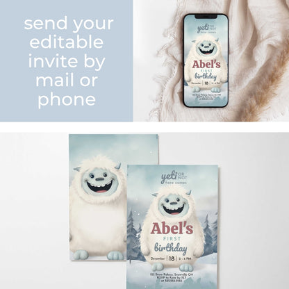 Yeti to Party First Birthday Invite by Birchmark Designs