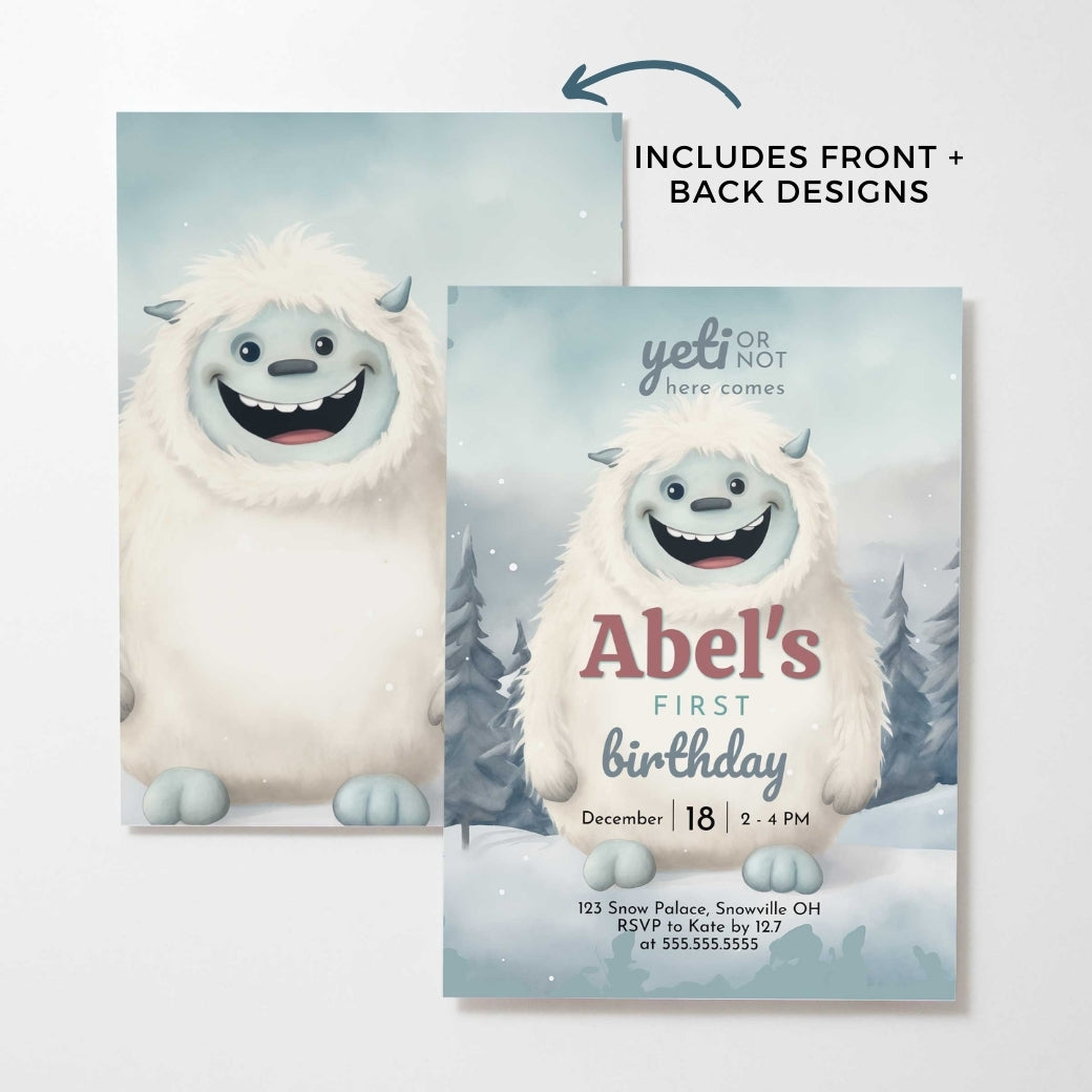 Yeti to Party First Birthday Invite by Birchmark Designs