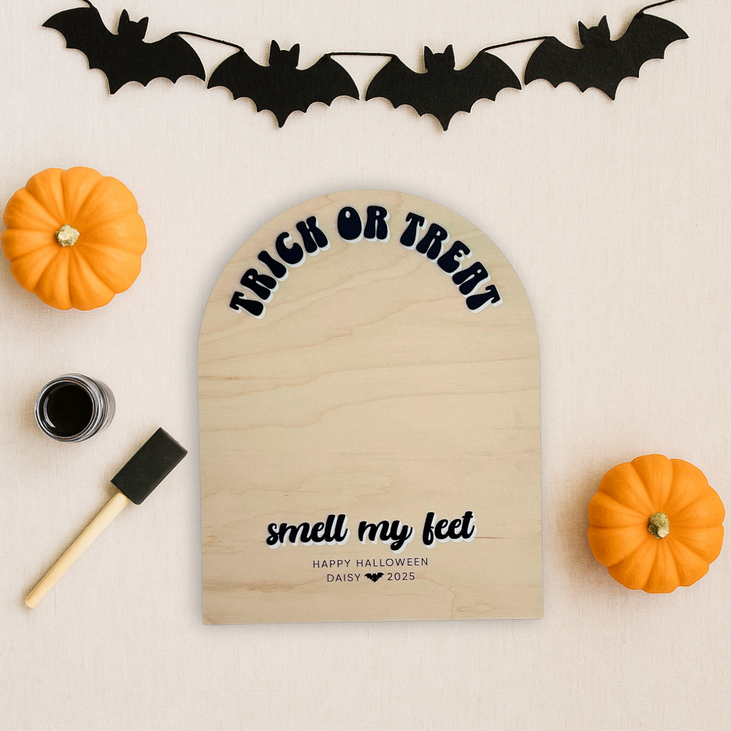 Trick or Treat Halloween Footprint Sign
