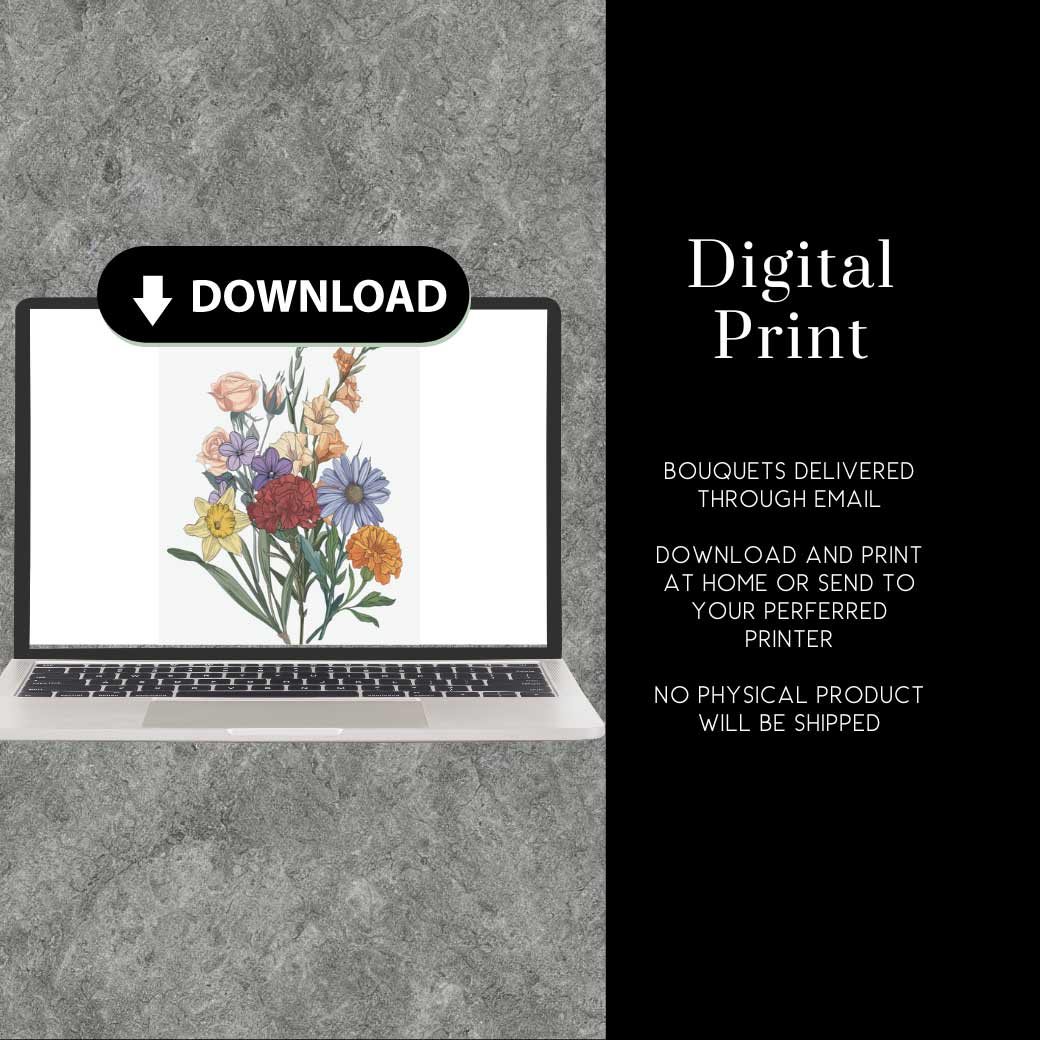 Digital Birth Flower Bouquet