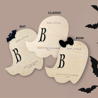 Set of Baby’s Halloween ghost signs for capturing tiny footprints