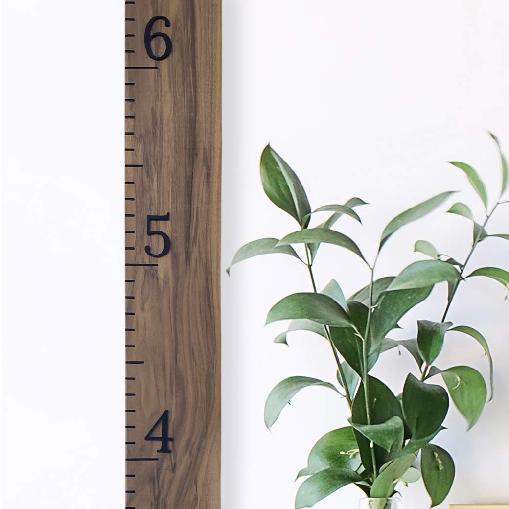 modern growth chart ruler in real walnut