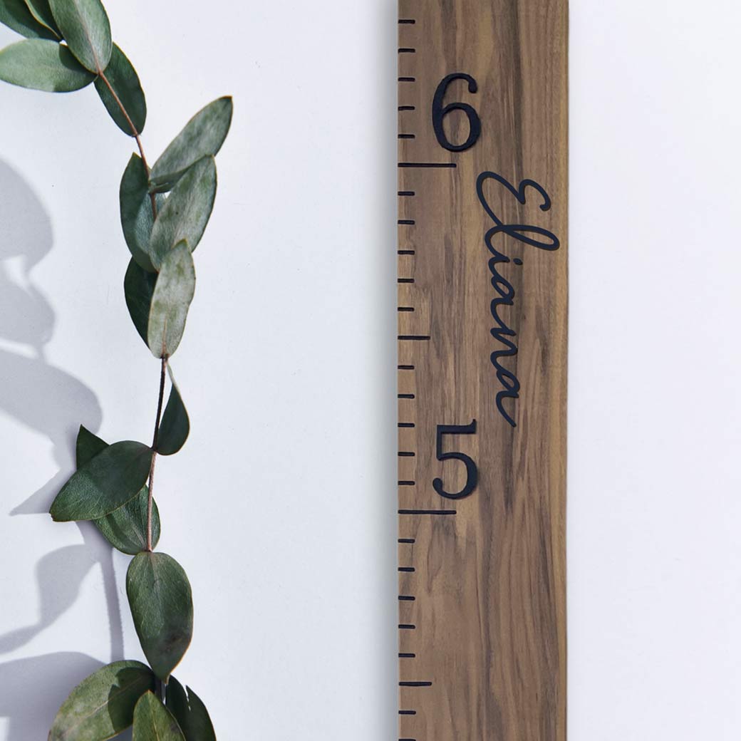 Solid walnut growth chart ruler