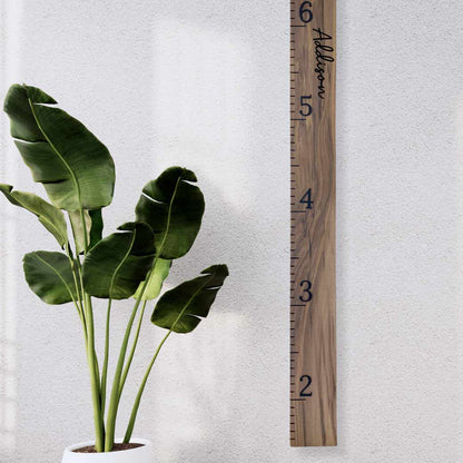 Solid Walnut Growth Chart Ruler - Black Numbers