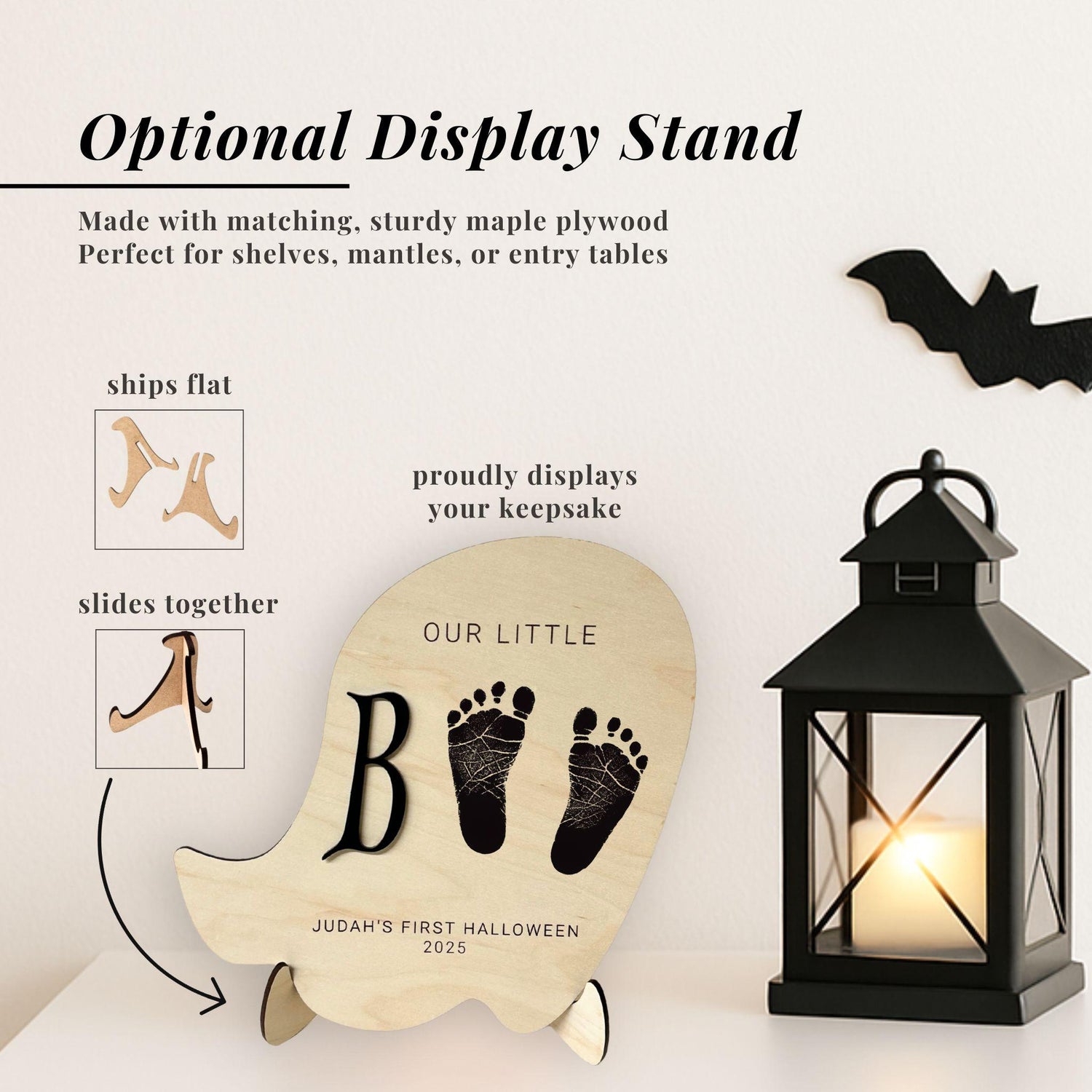 Ghost silhouette Halloween footprint keepsake sign for display