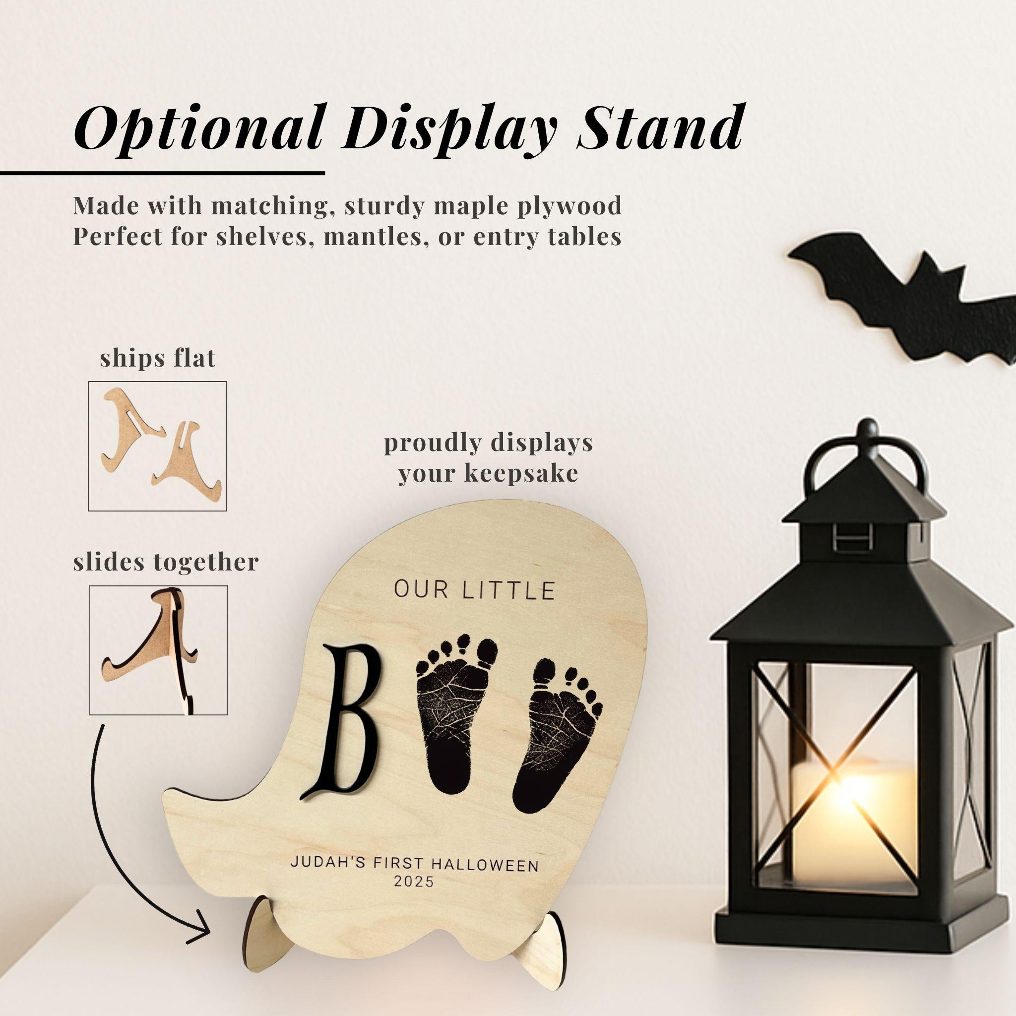 Ghost silhouette Halloween footprint keepsake sign for display