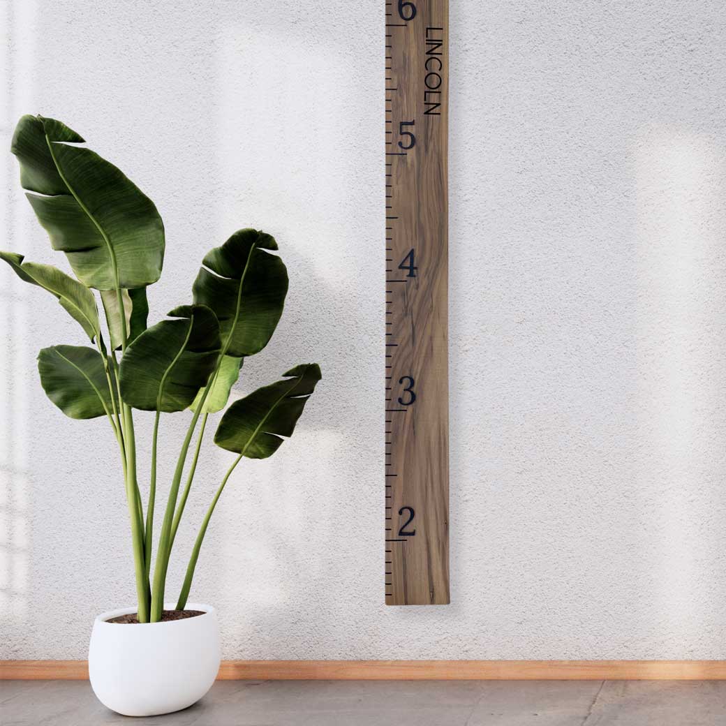 modern growth chart ruler in real walnut