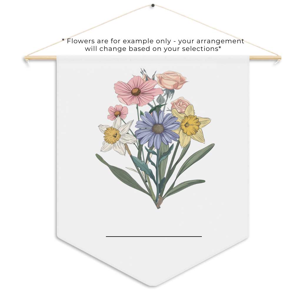 birth flower pennant to be personalized