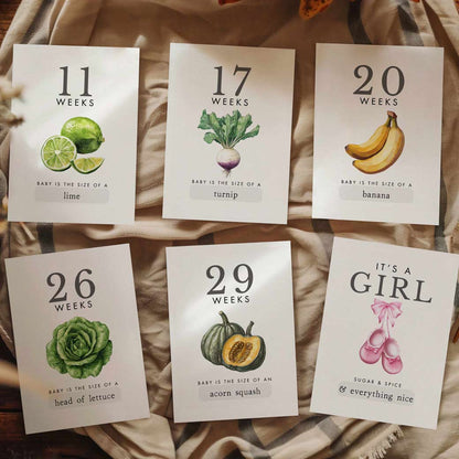 Fruits &amp; Veggies Printable Pregnancy Milestone Cards