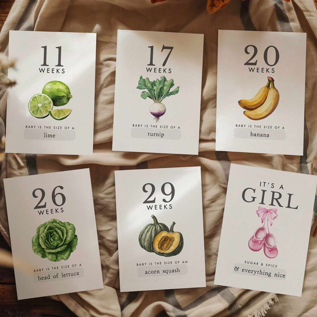 Fruits & Veggies Printable Pregnancy Milestone Cards