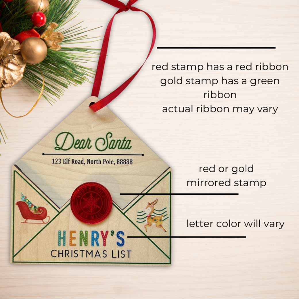 Dear Santa letter ornament details