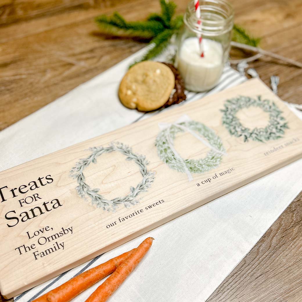 Personalized farmhouse santa cookie tray