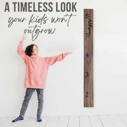 Solid walnut growth chart ruler