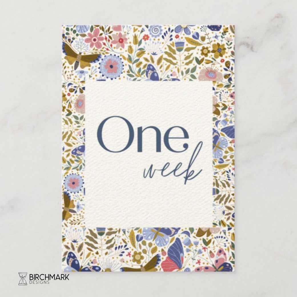 Birchmark Designs Mosaic Digital Baby Milestone Cards at one week