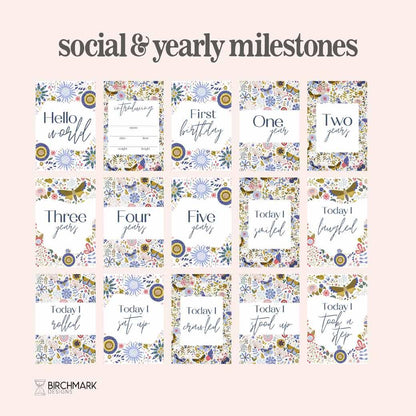 Birchmark Designs Mosaic Digital Baby Milestone Cards yearly and social cards