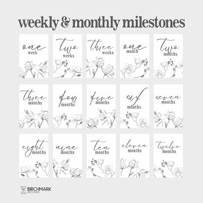 Bianca Printable Baby Milestone Cards - Birchmark Designs