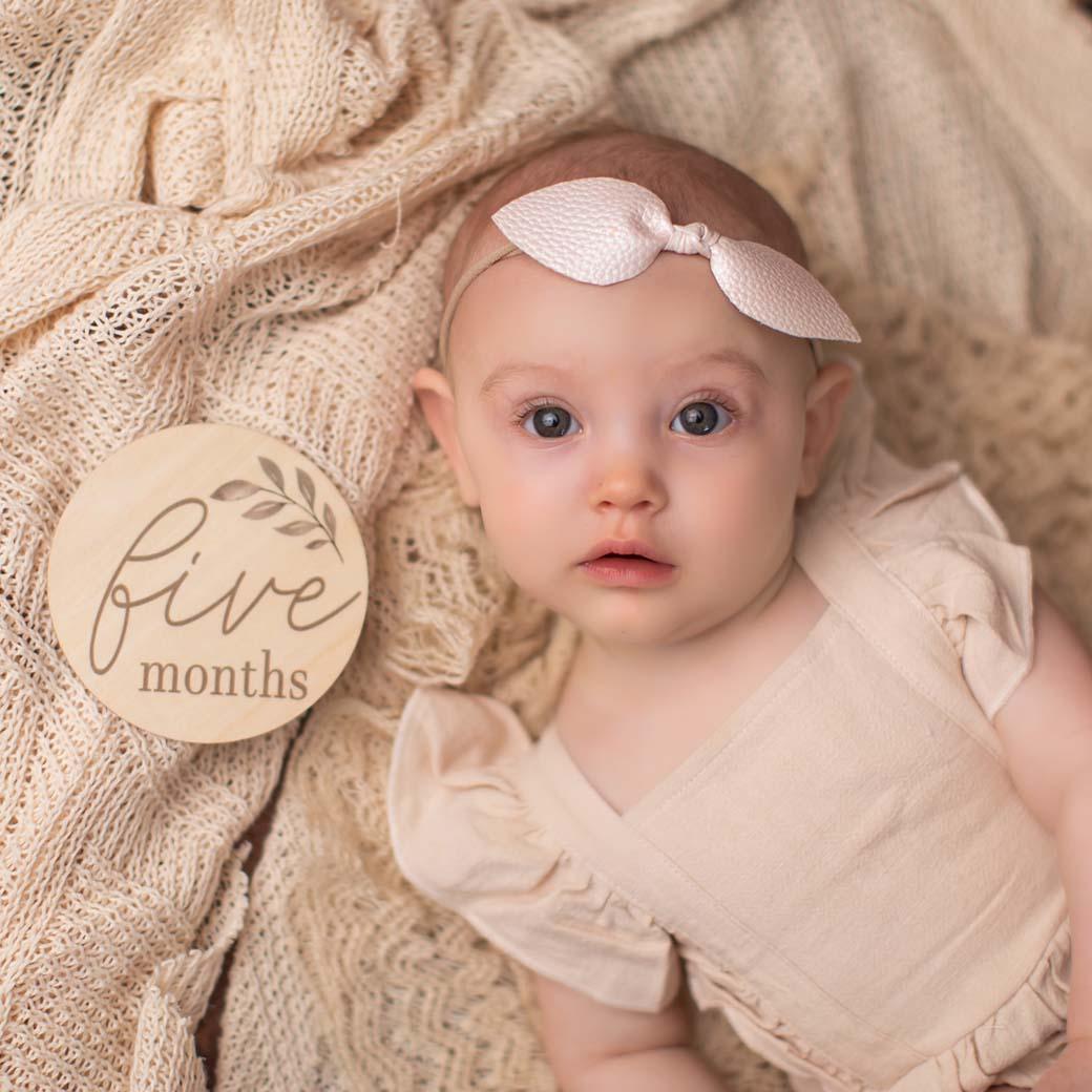 Wooden baby milestone cards by Birchmark Designs