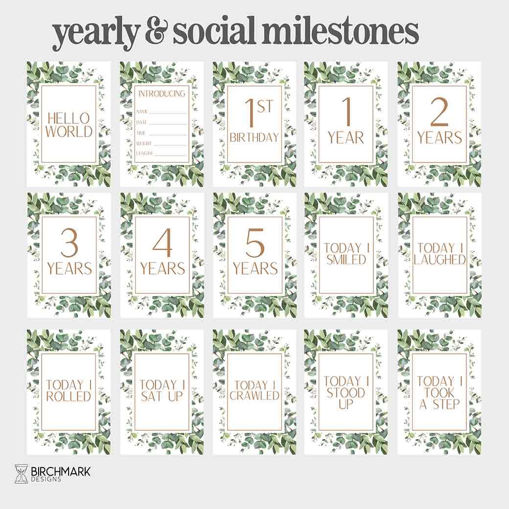 Birchmark Designs Eden Digital Baby Milestone Cards Yearly and Social