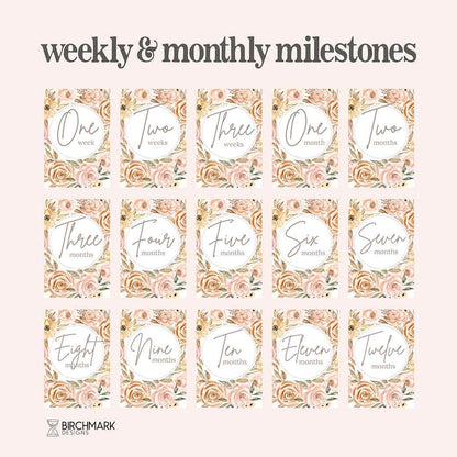 Poppy Printable Baby Milestone Cards - Birchmark Designs