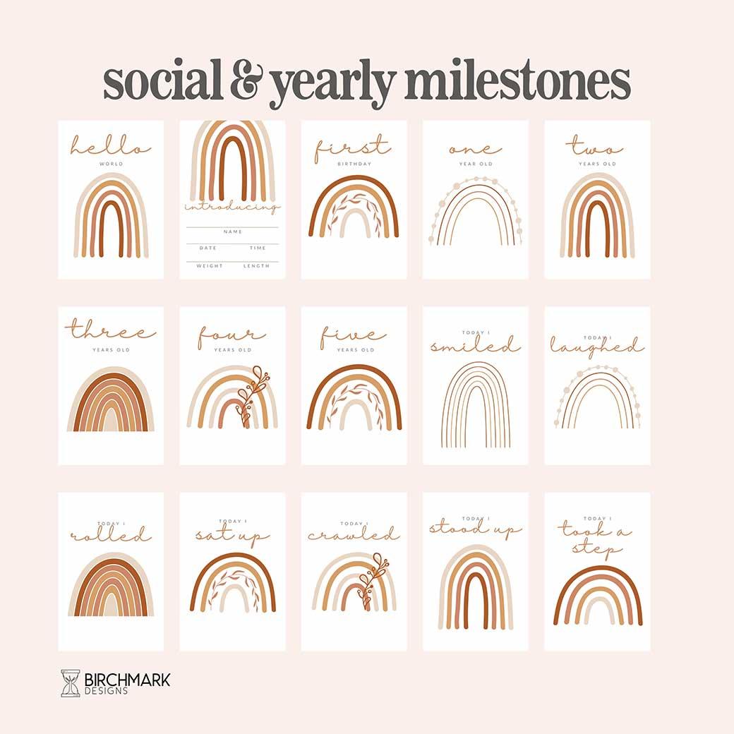 Birchmark Remi Rainbow Printable social and yearly baby milestones