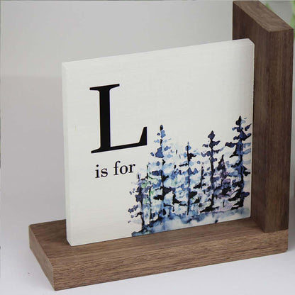 L shaped blue mountain nursery kids bookend letter L