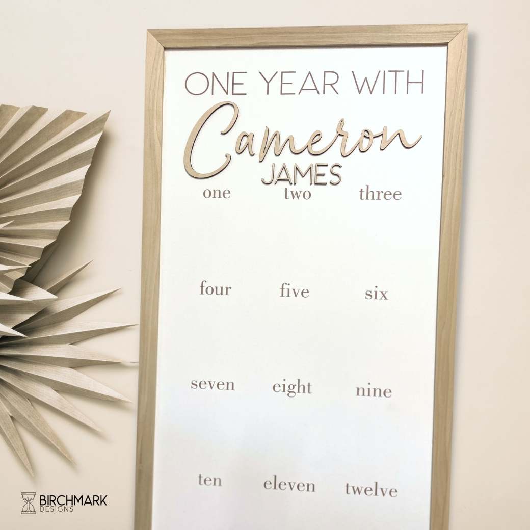 Cameron One Year Milestone Board by Birchmark Designs