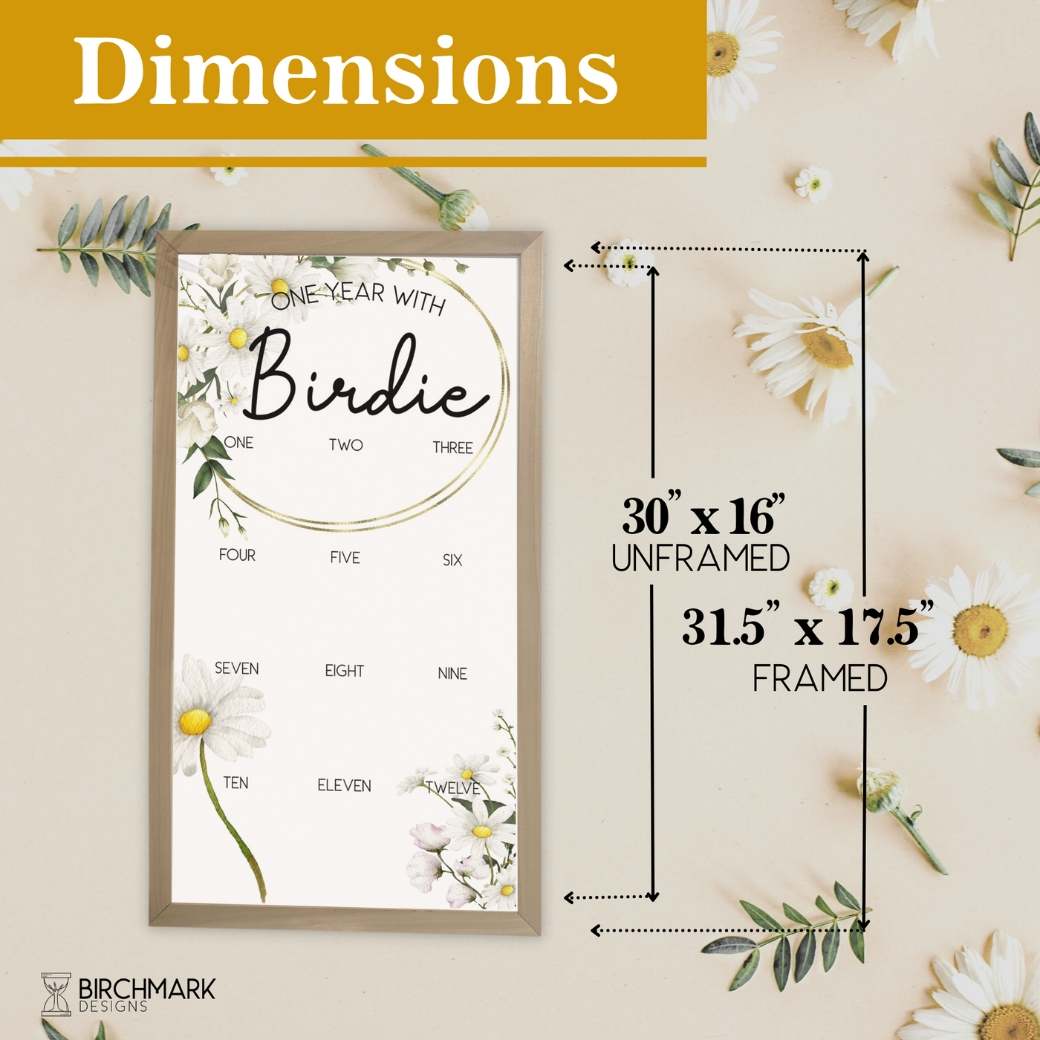 Daisy Wreath One Year Milestone Board Dimensions by Birchmark Designs