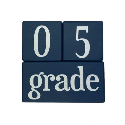 Hickory baby milestone blocks in navy at 05 grade