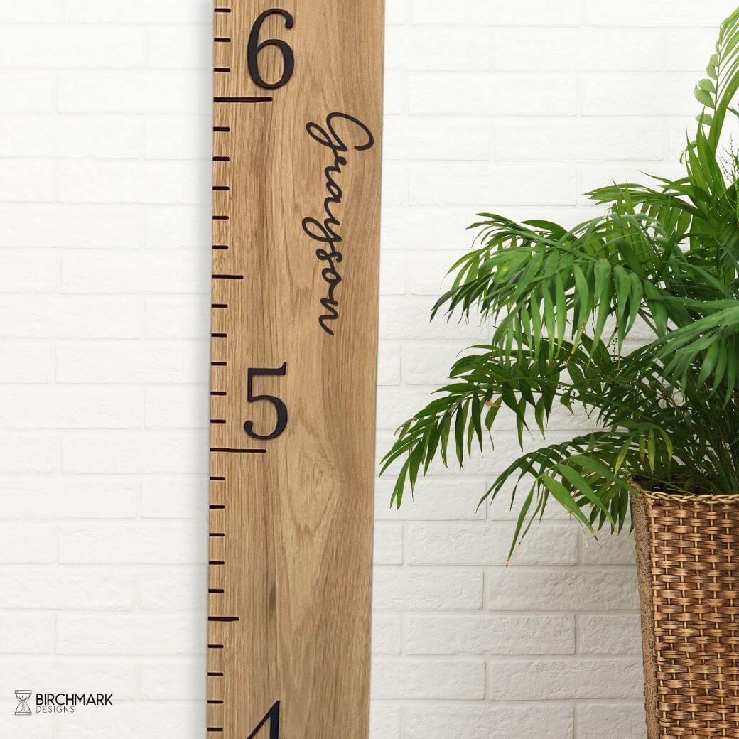 Wood Ruler Growth Chart Name And Birthdate Personalized Growth Chart