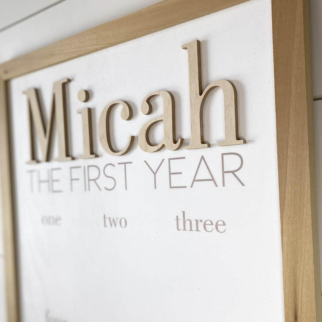 Micah One Year Milestone Photo Display - Birchmark Designs