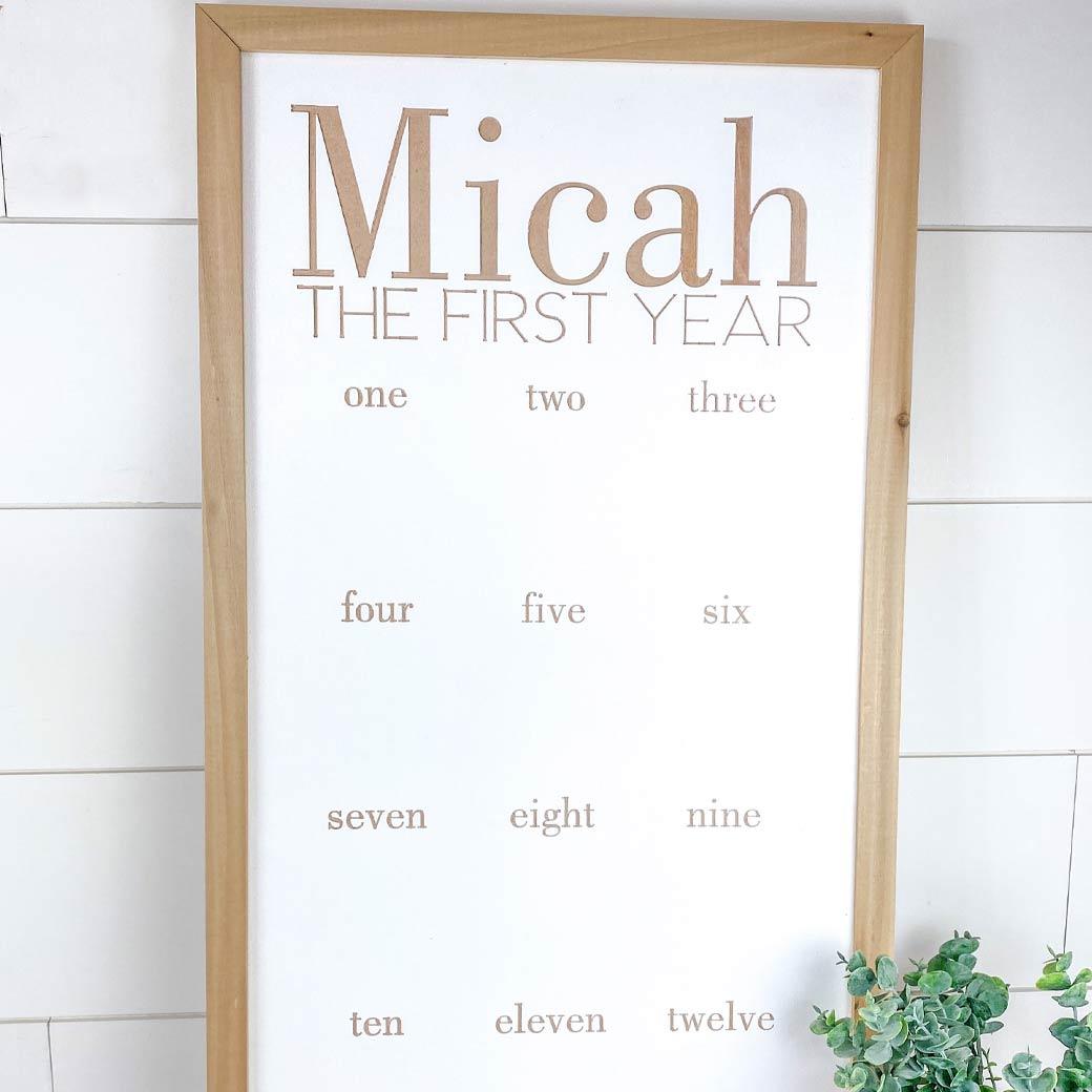 Micah One Year Milestone Photo Display - Birchmark Designs