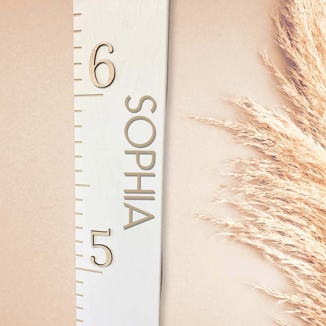 Nature Theme Ruler Modern White Growth Chart Ruler - Natural Numbers – Birchmark Designs